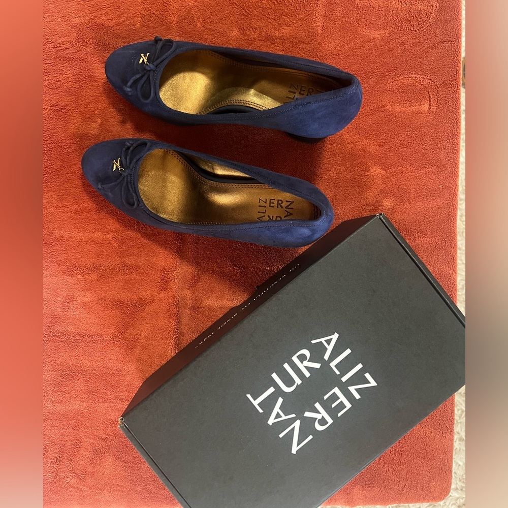 Navy blue velvet heels